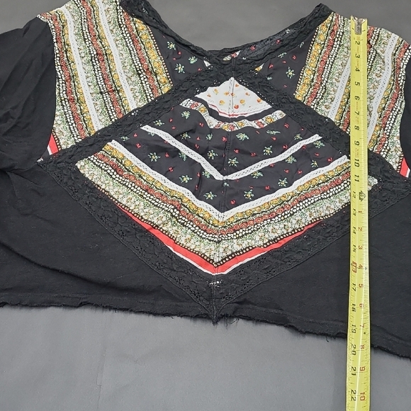 Free People Bohemian Black Multicolor Women's Top Size S - Picture 3 of 7